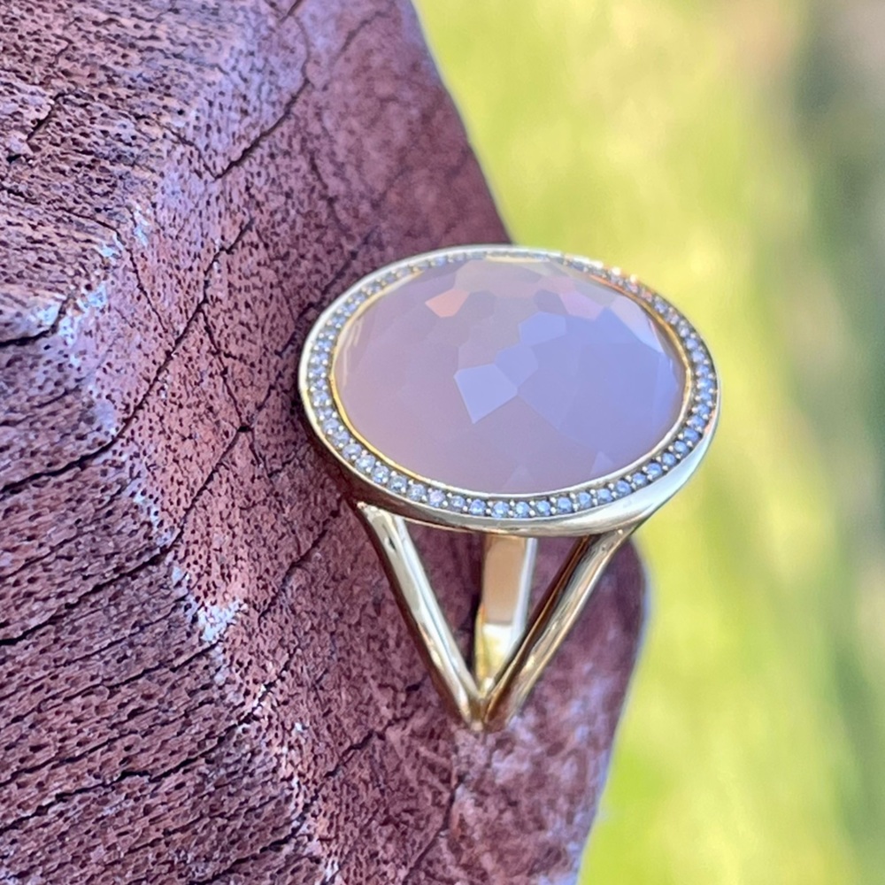 IPPOLITA 18K Yellow Gold Lollipop® Peach Moonstone & Diamond Statement Ring 🇮🇹 - Picture 13 of 16